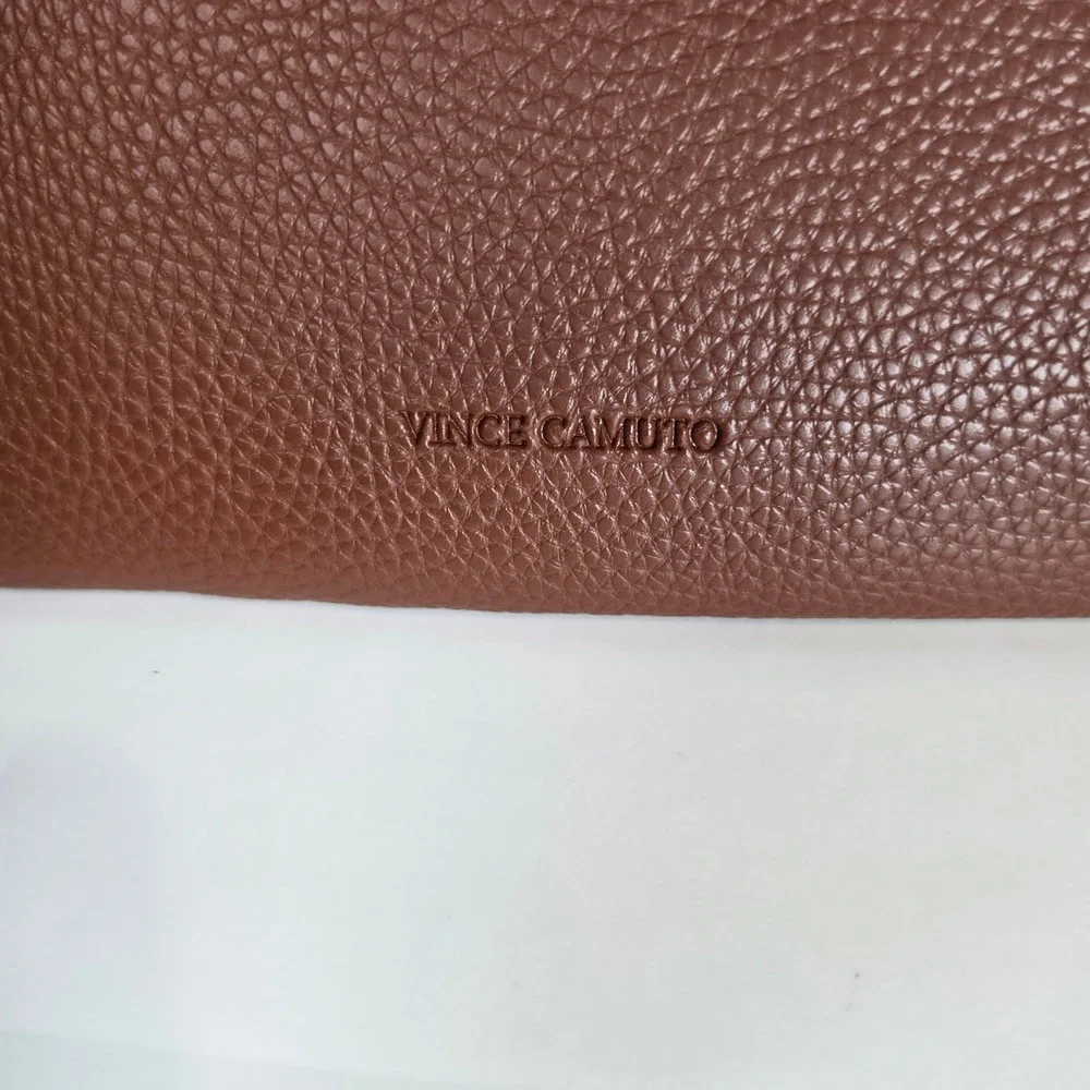 Vince Camuto Luck‎ Tote Brown Vegan Pebble Leather Shoulder Handbag FabFitFun
